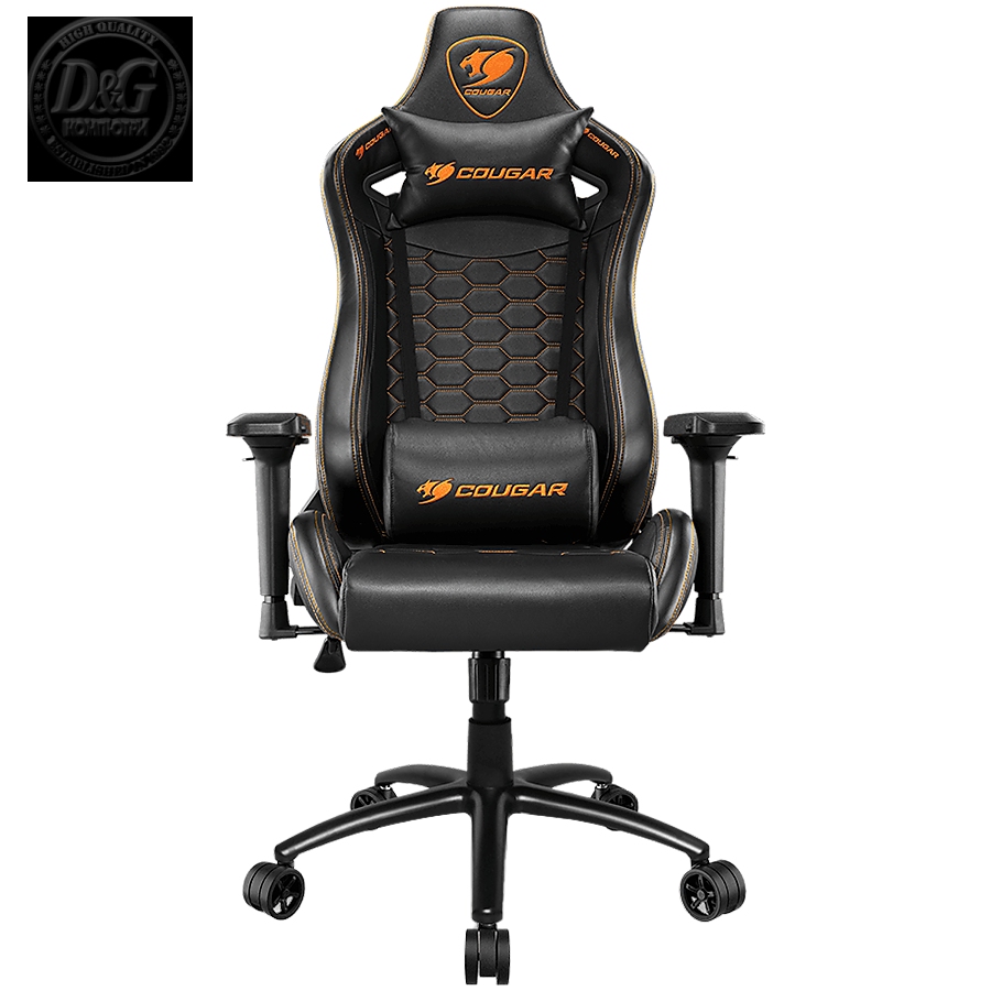 COUGAR OUTRIDER S Black, Gaming Chair, Body-embracing High Back Design, Premium PVC Leather, Head and Lumbar Pillow, 180Вє Reclining, Full Steel Frame, 4D Adjustable Armrest, Class 4 Gas Lift Cylinder