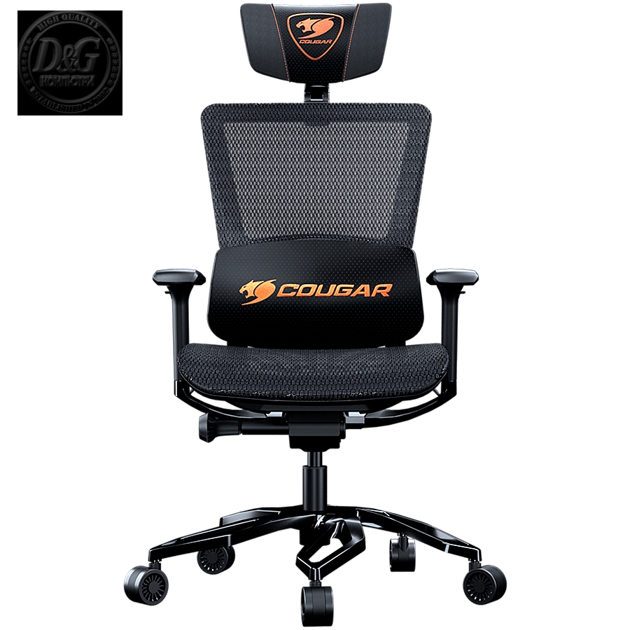 COUGAR Argo Black, Premium Aluminum Frame, 5-star Aluminum Alloy base, Breathable PVC Leather, Trigger shift wire control system, Dynamic lumbar Support Design, Flexibly reclining backrest, Adjustable headrest, Sliding seat, 3D Adjustable Armrest