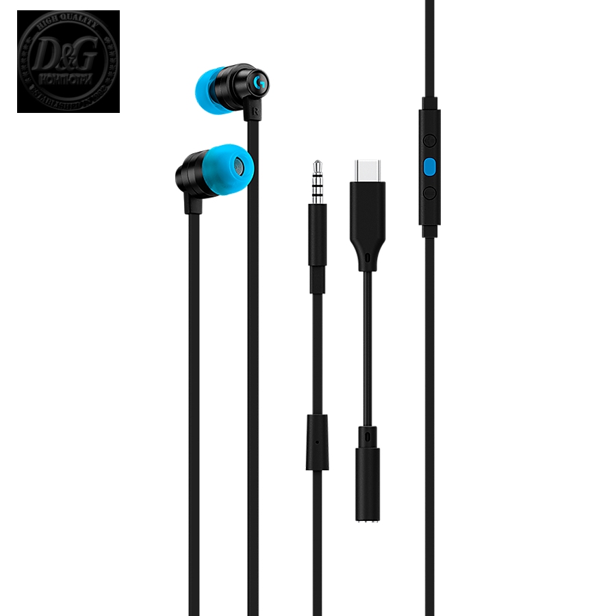 LOGITECH G333 Wired Gaming Earphones - BLACK - 3.5 MM