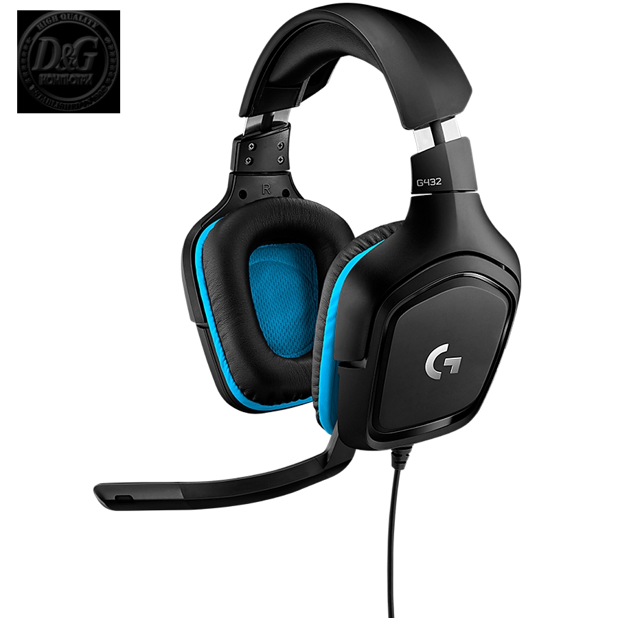 LOGITECH G432 Wired Gaming Headset 7.1 - LEATHERETTE - BLACK/BLUE - USB