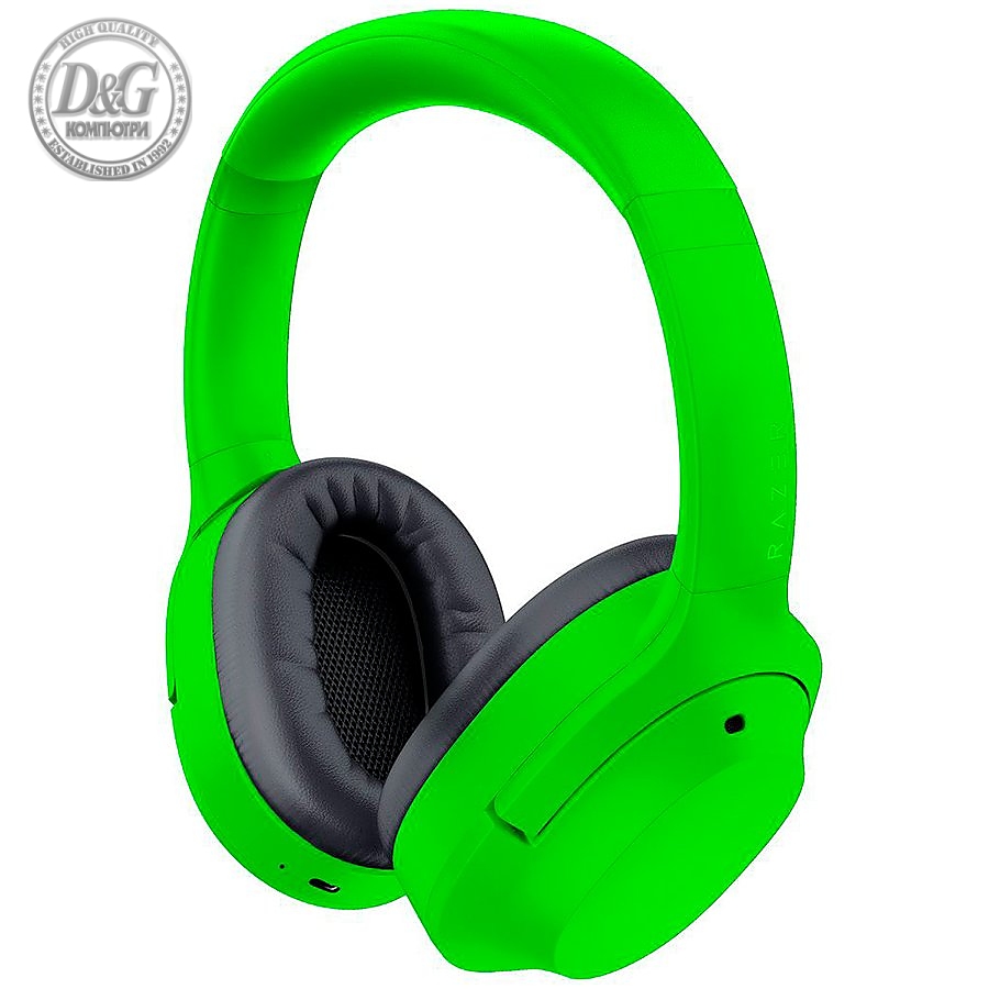 Razer Opus X - Green, Wireless Low Latency Headset with ANC Technology, 2 x 40 mm dynamic drivers, Bluetooth 5.0, 60ms low latency connection, Weight: 270g, Frequency Response: 20 Hz – 20 kHz Up to 30 hours with ANC on (up to 40 hours with ANC off)