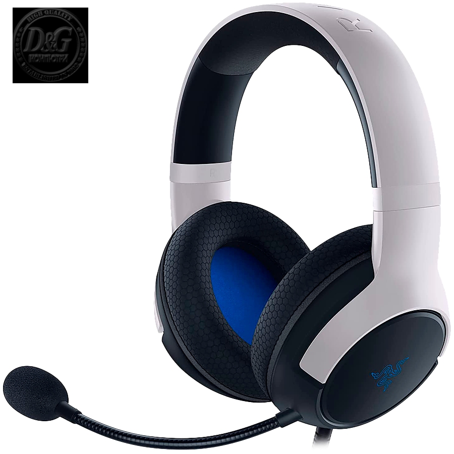 Razer Kaira for Playstation - White, Dual Wireless PlayStation 5 Headset, TriForce Titanium 50mm Drivers, HyperClear Cardioid Mic, SmartSwitch, FlowKnit memory foam ear cushions, Type-C dongle/Bluetooth, On-earcup audio controls