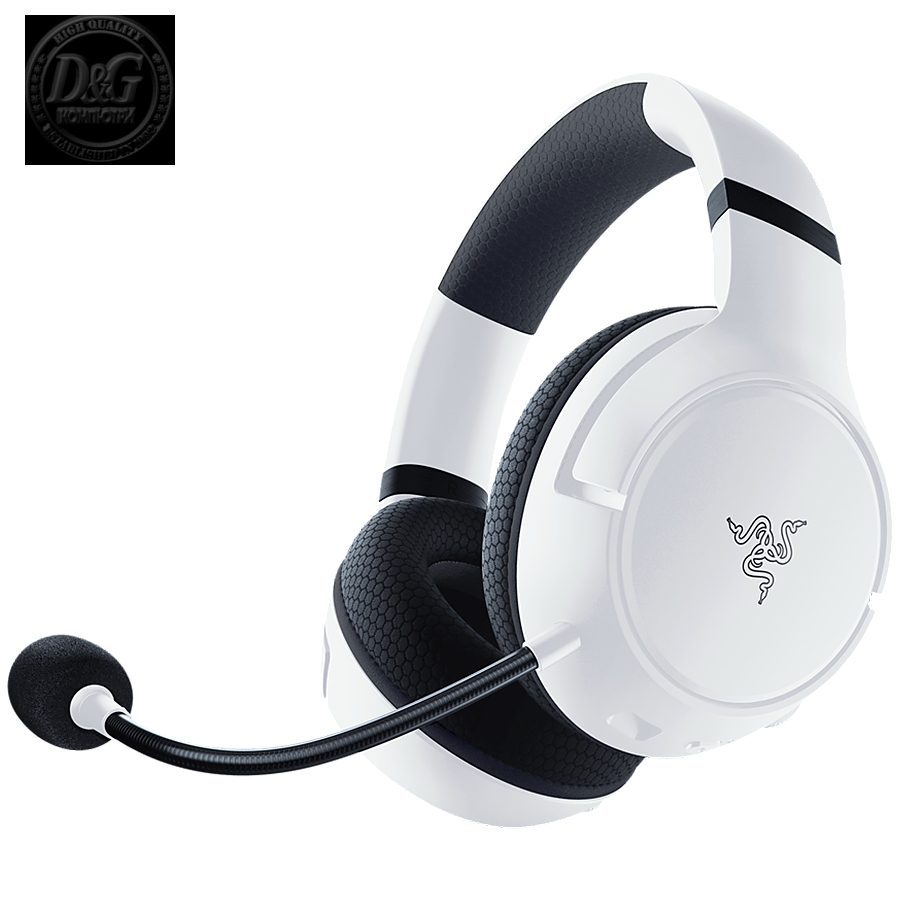 Razer Kaira X for Xbox - White, Gaming Headset, TriForce 50mm Drivers, HyperClear Cardioid Mic, Flowknit memory foam ear Cushions, 3.5mm Connection, On-earcup audio controls