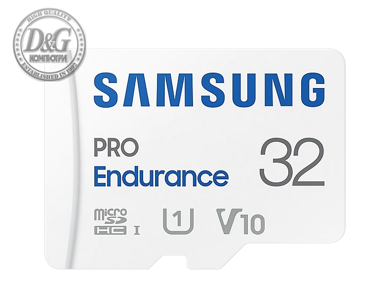 Samsung 32 GB micro SD PRO Endurance, Adapter, Class10, Waterproof, Magnet-proof, Temperature-proof, X-ray-proof, Read 100 MB/s - Write 30 MB/s