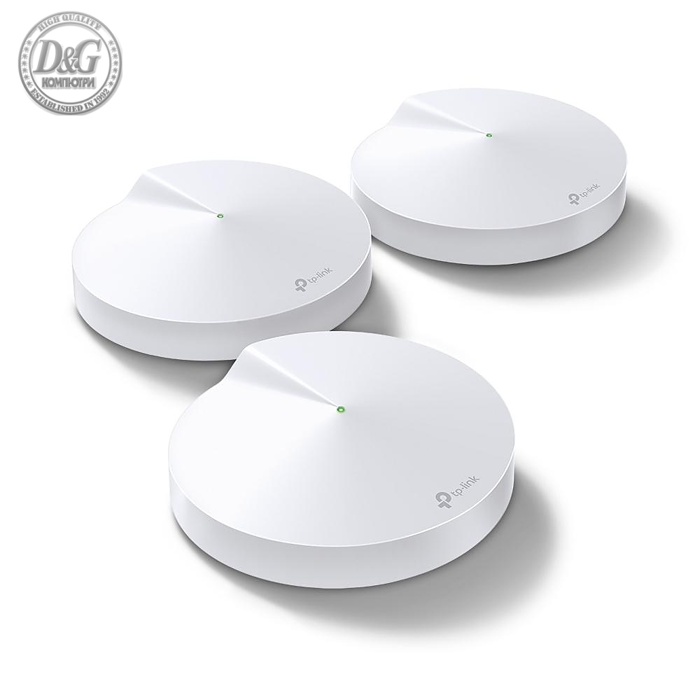 Безжичен рутер TP-Link Deco M5, AC1300, 2.4/5 GHz, 400 -  867 Mbps, Gigabit, (3-pack)