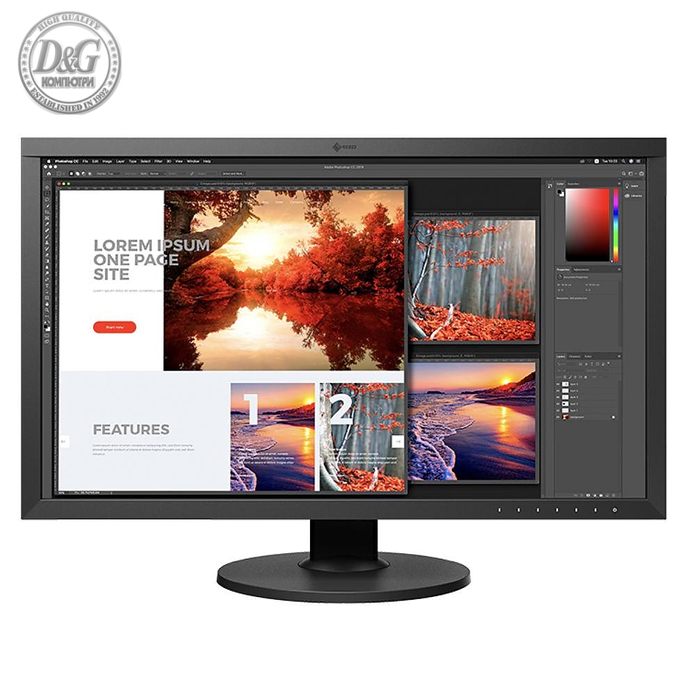 Монитор EIZO ColorEdge CS2740, IPS, 27 inch, Wide, UHD, HDMI, DisplayPort, DVI-D, USB-C, Черен