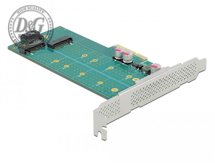 Карта PCI Express x4 Delock към 1x M.2 Key B + 1x  M.2 NVMe M.2 Key M, Low Profile