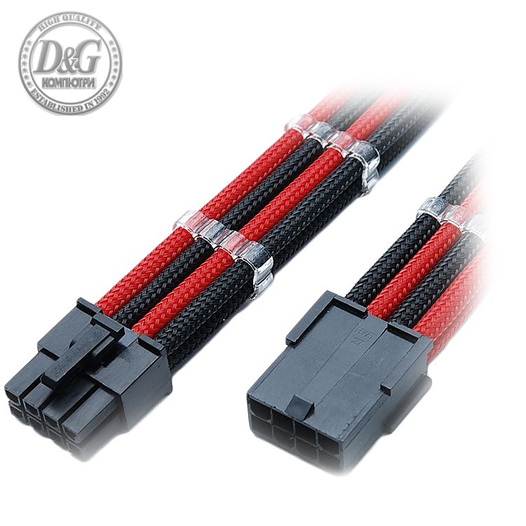 GELID 8pin EPS Power extension cable 30cm individually sleeved RED/BLACK, 18 AWG