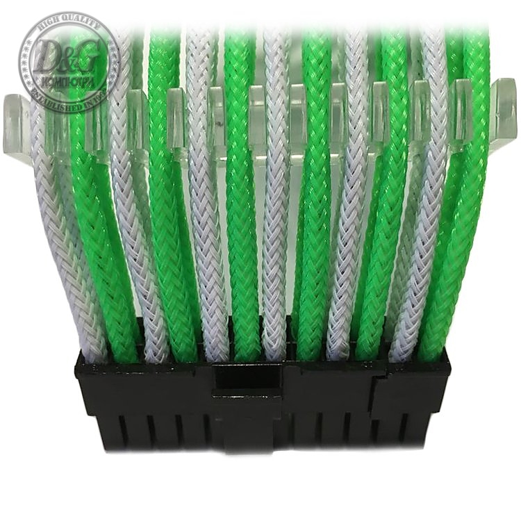 GELID 24pin Power extension cable 30cm individually sleeved GREEN/WHITE, 18 AWG