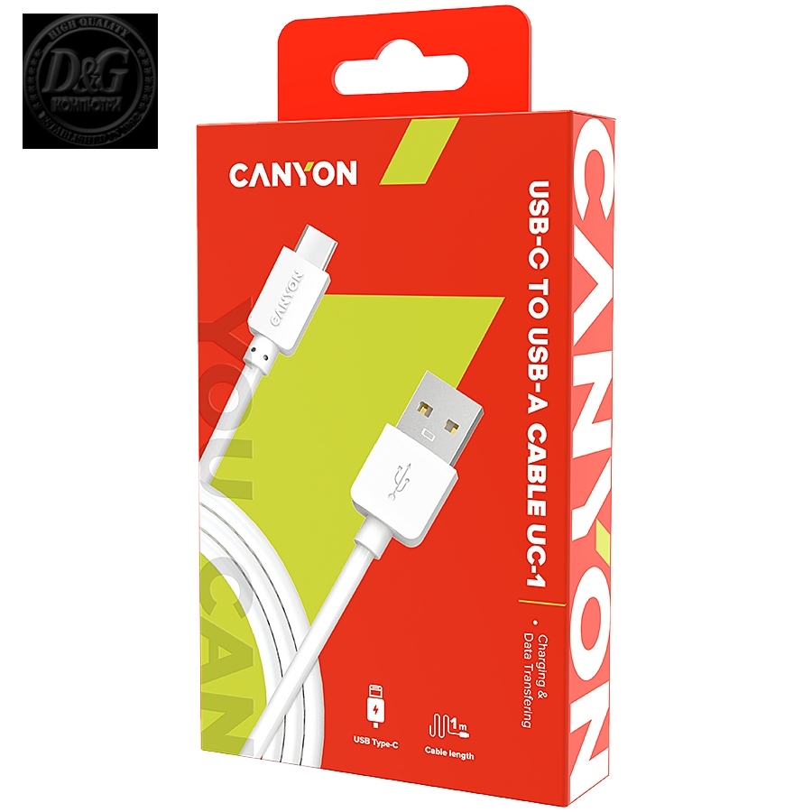 CANYON Type C USB Standard cable, 1M, White