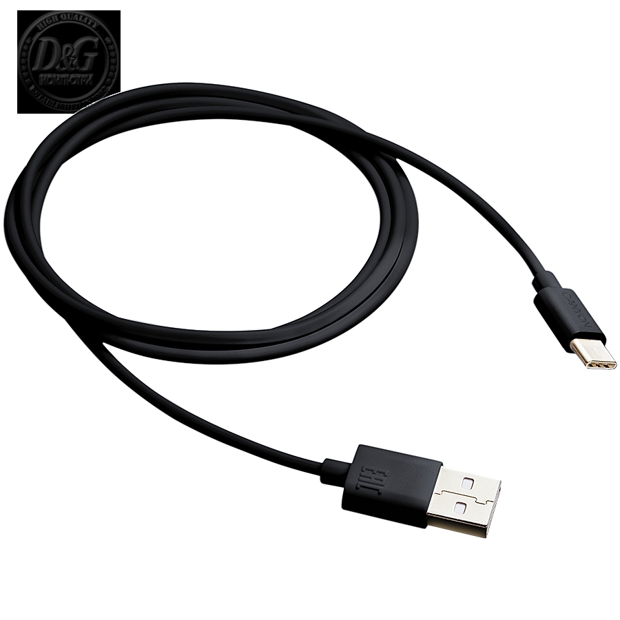 CANYON UC-1 Type C USB Standard cable, cable length 1m, Black, 15*8.2*1000mm, 0.018kg