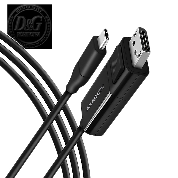 Active USB-C -> DisplayPort cable - adapter AXAGON RVC-DPC for connecting a DisplayPort monitor/TV/projector to a notebook or mobile phone using USB type C connector.