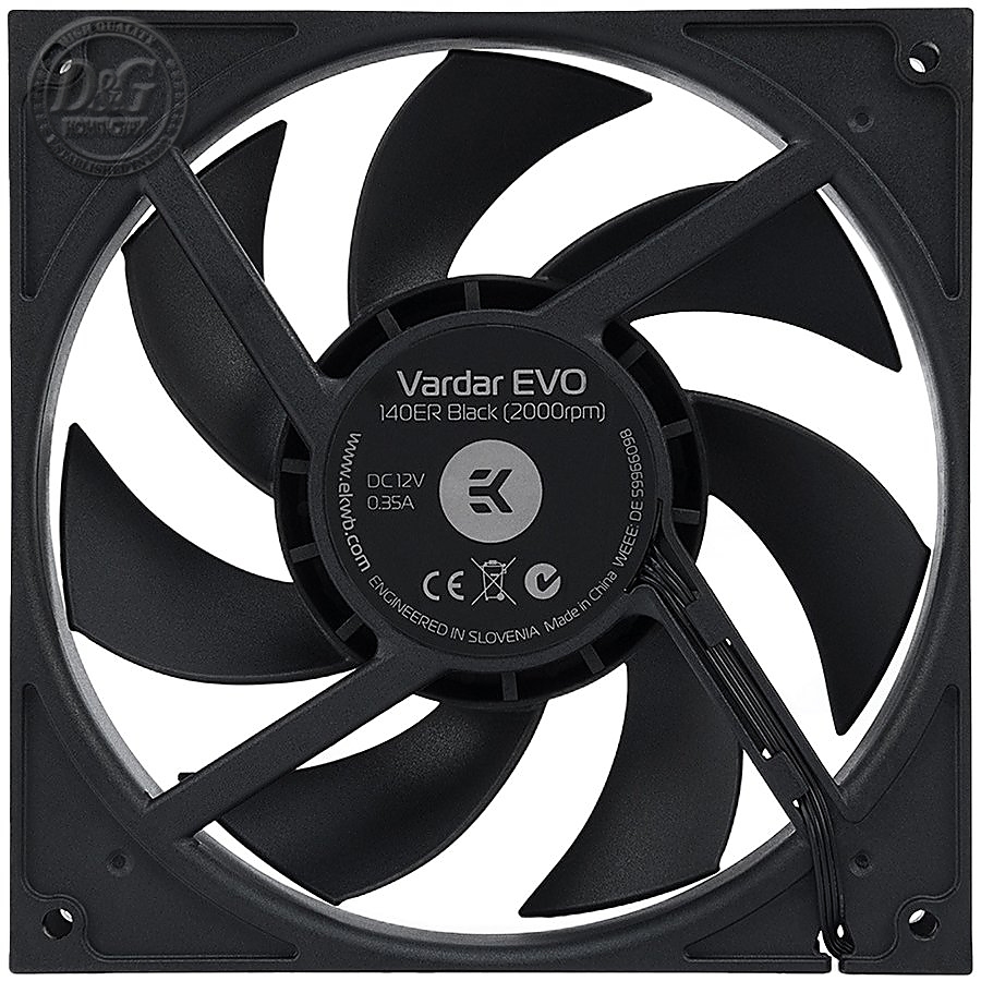 EK-Vardar EVO 140ER Black BB (500- 2000rpm), 140mm fan, 4-pin PWM, 40.7 dBA