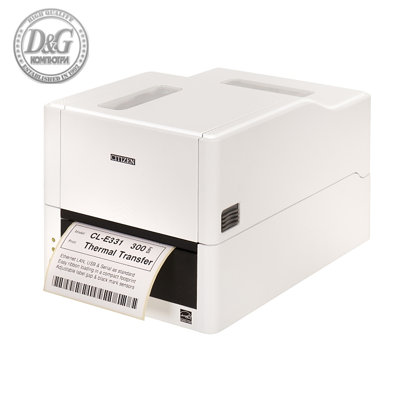 Citizen CL-E331 Printer; LAN, USB, Serial, White, EN Plug