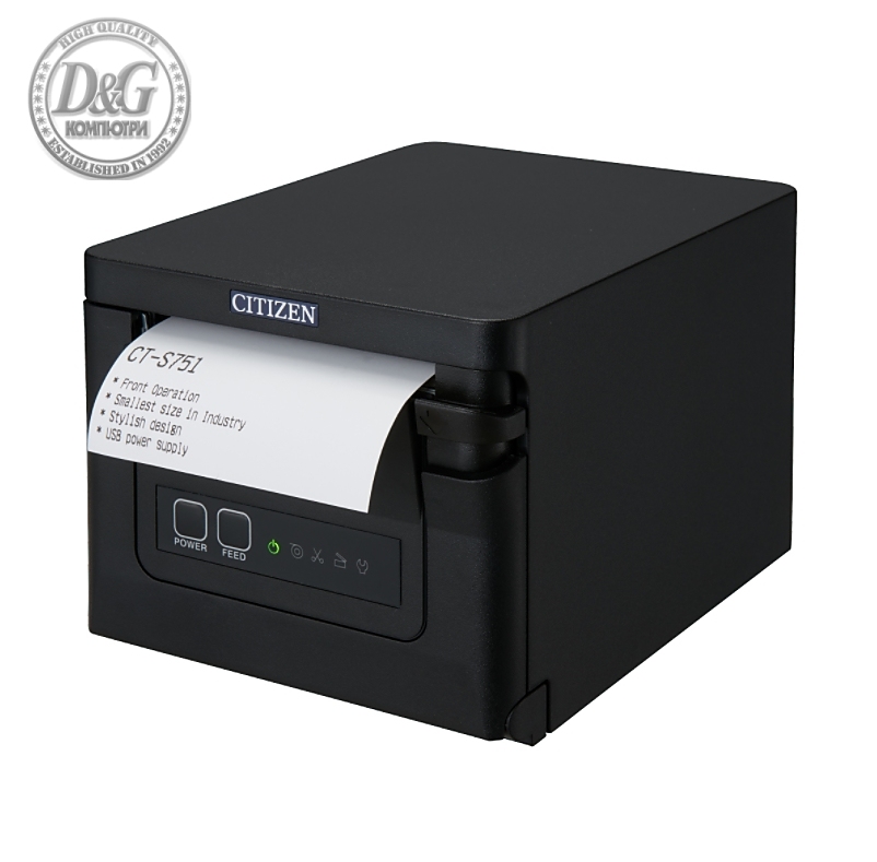 Citizen CT-S751 Printer; Bluetooth, USB, Black Case