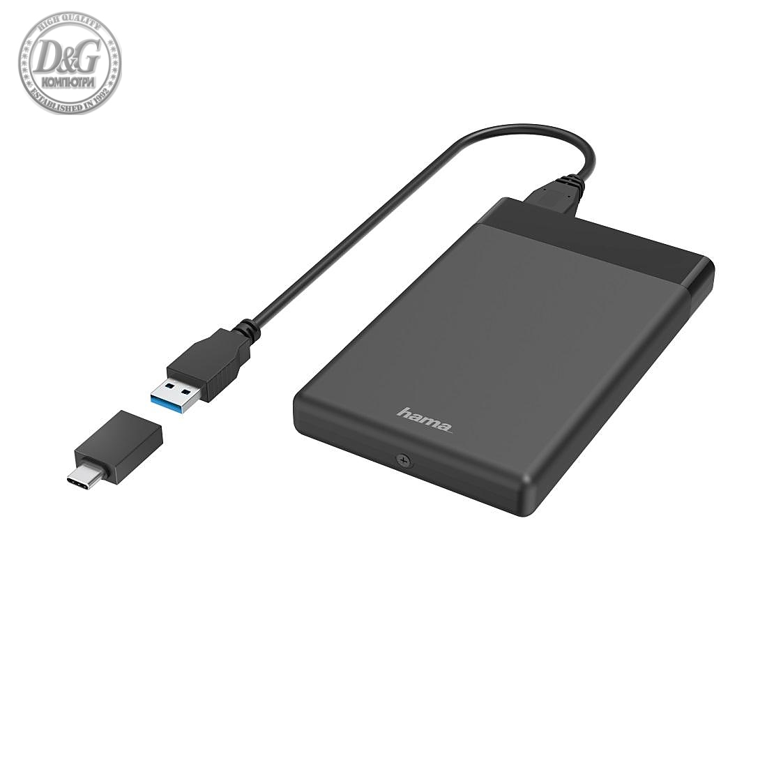 Чекмедже за твърд диск HAMA, 2.5&quot;, SSD, HDD, USB 3.2 Gen 1, SATA III, Черен