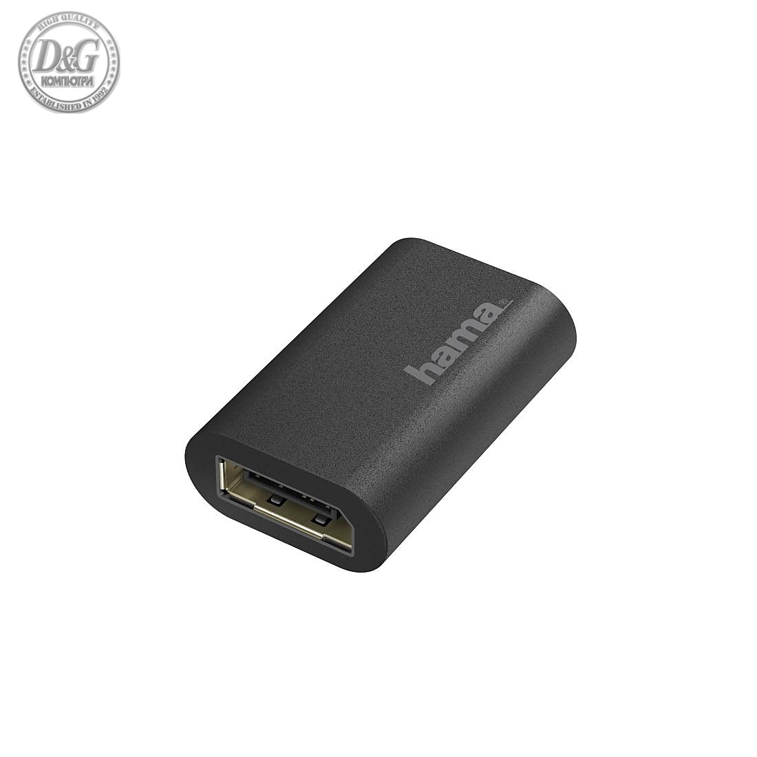 Адаптер HAMA, DisplayPort мъжко - DisplayPort  женско, Ultra HD, 4K, Черен