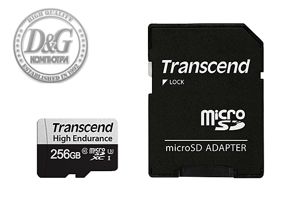 Transcend 256GB micro SD w/ adapter U3, High Endurance