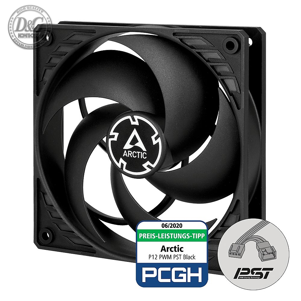 Arctic управляем вентилатор Fan 120mm P12 PWM PST black/black - 200-1800rpm - ACFAN00120A