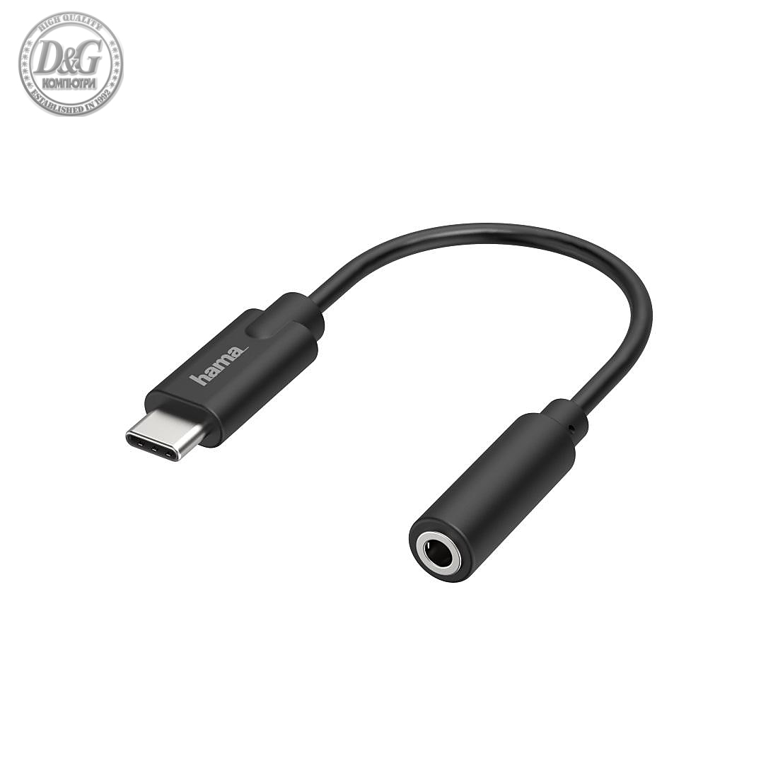 Аудио адаптер HAMA, USB-C мъжко - 3.5 mm аудио жак женско, Стерео, Черен