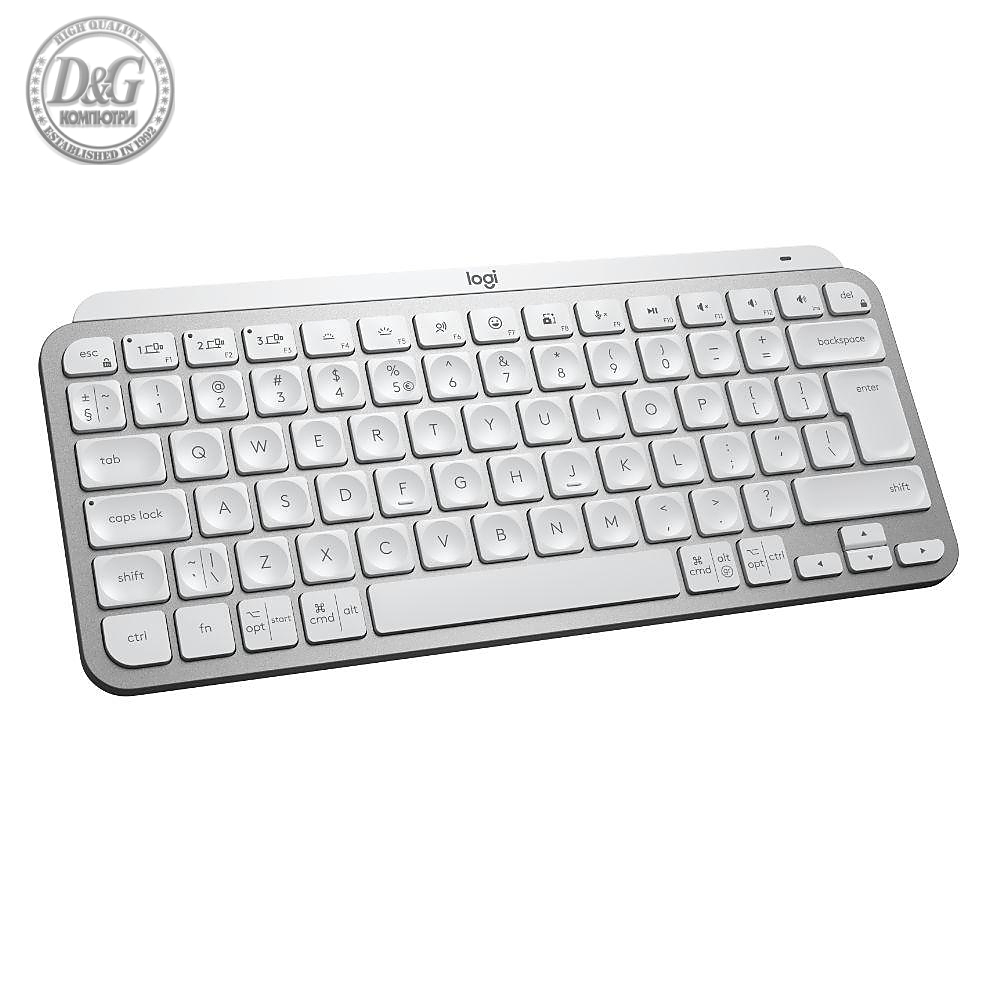 Безжична клавиатура Logitech MX Keys Mini, Bluetooth, USB-C, Pale Grey