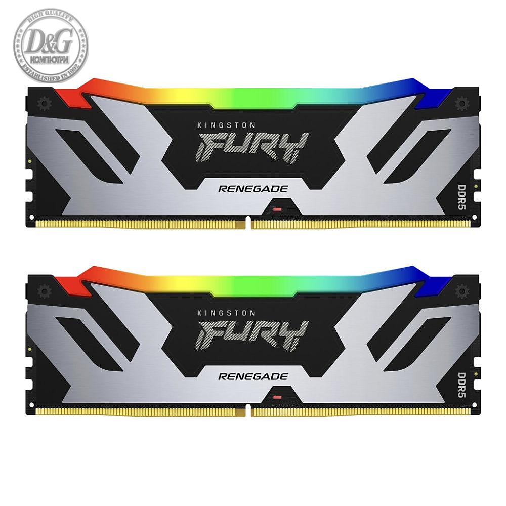 Памет Kingston Fury Renegade Silver RGB 32GB(2x16GB) DDR5 PC5-48000 6000MHz CL32 KF560C32RSK2-32