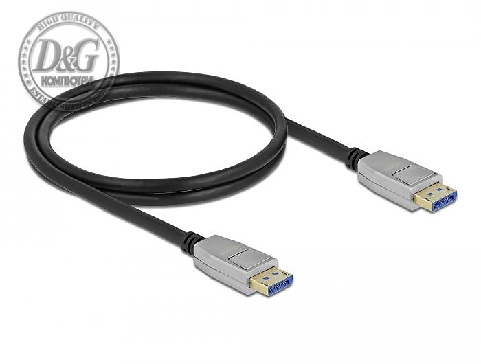 Кабел Delock DisplayPort 2.0 мъжко - DisplayPort мъжко, 1.0м, 10K, Черен