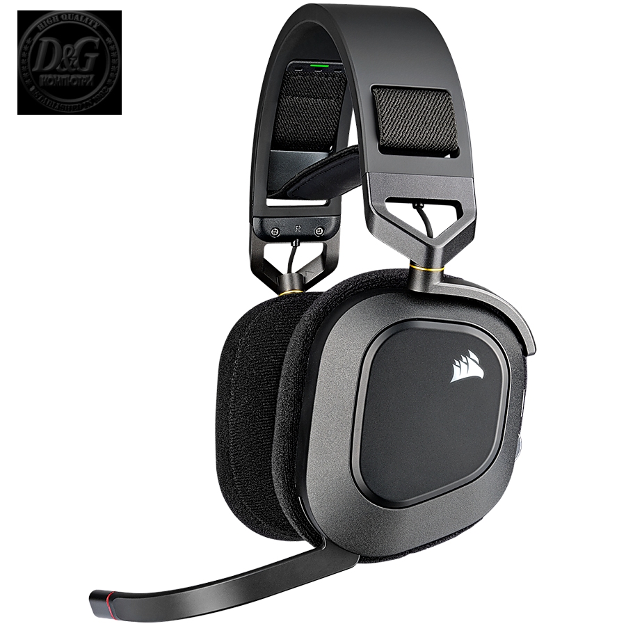 Corsair gaming headset HS80 RGB WIRELESS Premium with Spatial Audio, Carbon