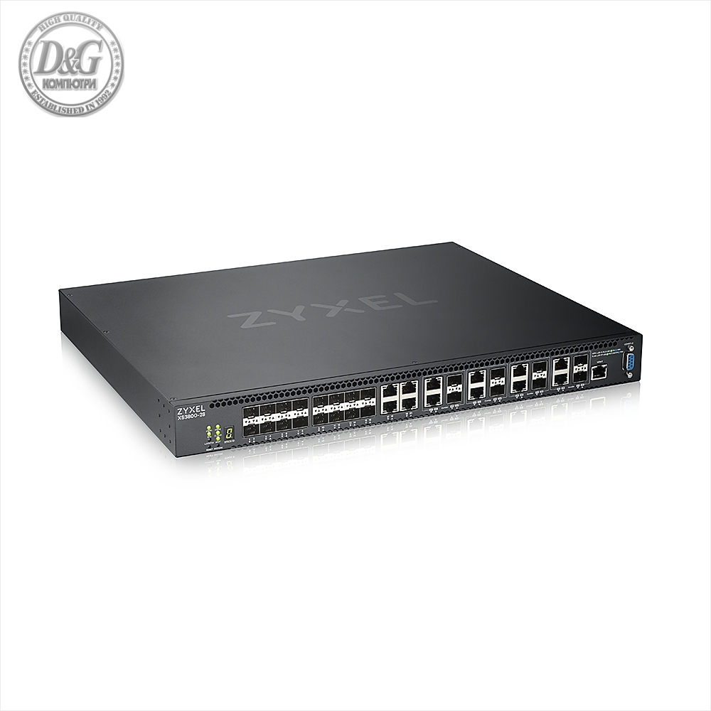 ZyXEL XS3800-28, 28-port 10GbE L2+ Managed Switch Nebula Flex Pro (dual AC,1 year NCC Pro pack license bundled)