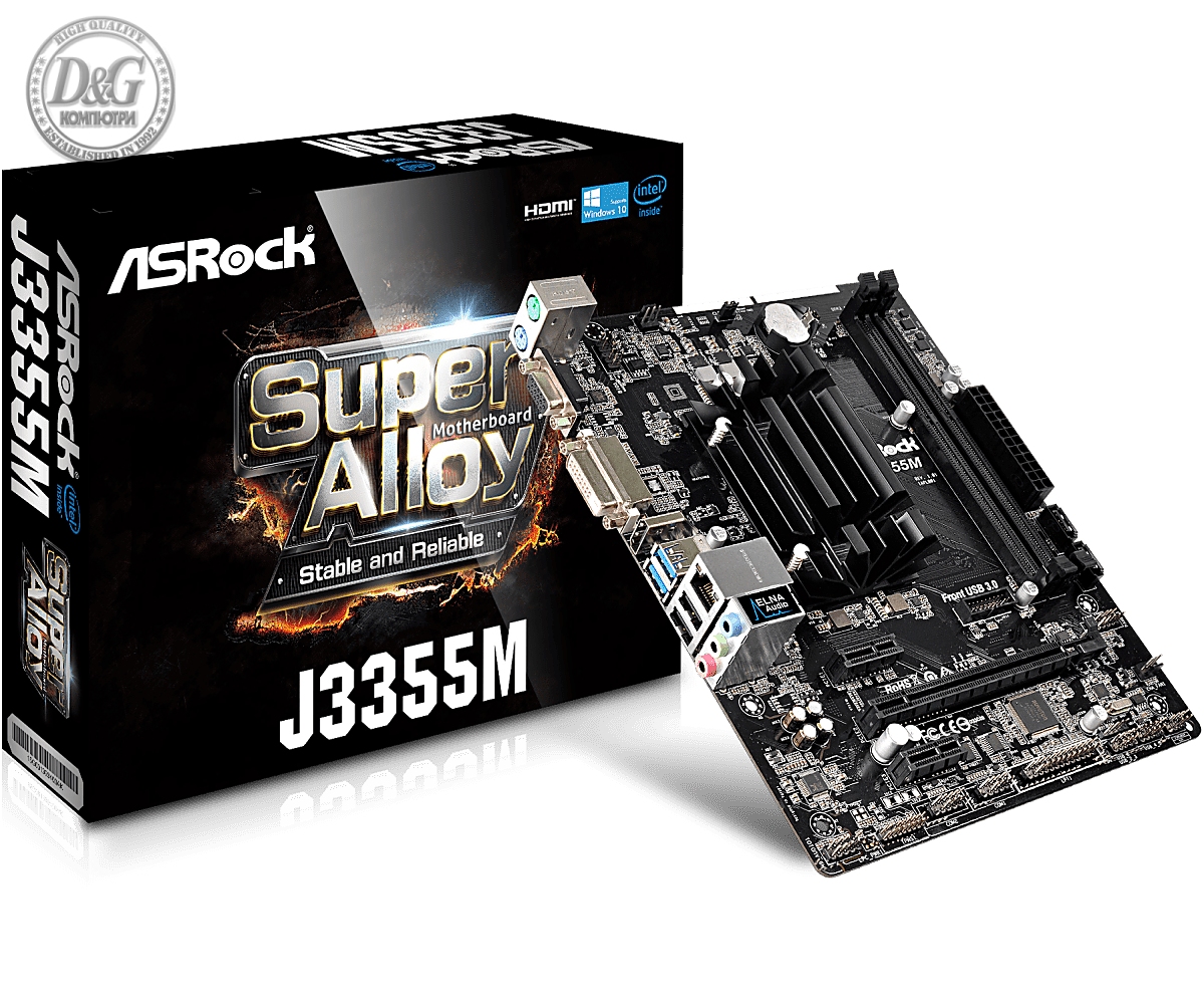 Дънна платка ASROCK J3355M,  Intel&reg; Dual-Core Processor J3355, mATX, 2x DDR3/DDR3L