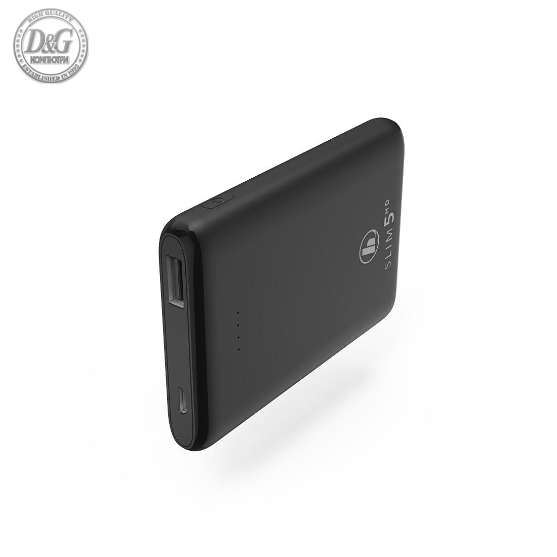 Външна батерия HAMA SLIM 5HD, 5000 mAh, LiPolym, 1 x USB-A, Черен