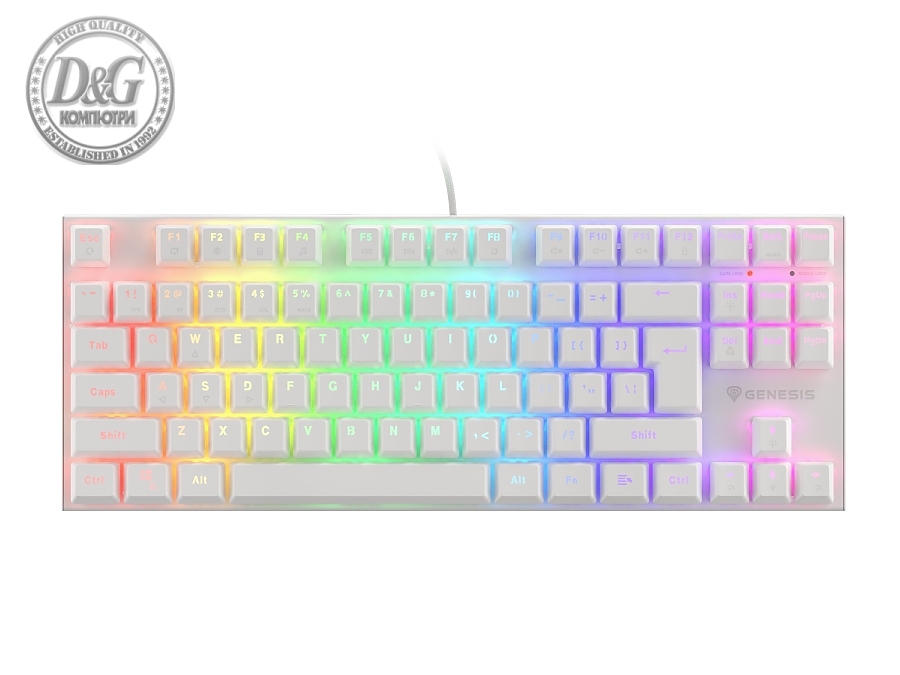 Genesis Gaming Keyboard Thor 303 TKL White RGB Backlight US Layout Brown Switch