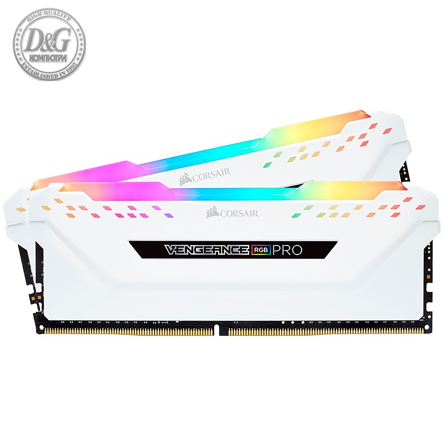 Corsair 16GB (2 x 8GB) DDR4 DRAM 3200MHz C16-18-18-36 Vengeance RGB PRO Memory Kit - White