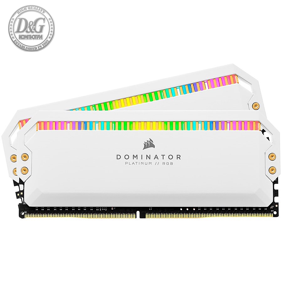 Corsair 16GB (2 x 8GB) DDR4 DRAM 3200MHz C16-18-18-36 Dominator Platinum RGB Memory Kit - White