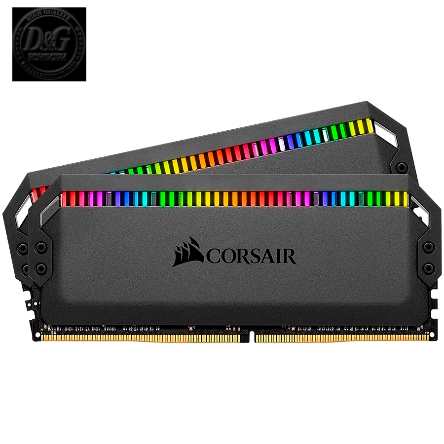 Corsair DDR4, 3200MHz 16GB 2x8GB DIMM, Unbuffered, 16-18-18-36, XMP 2.0, DOMINATOR PLATINUM RGB Black Heatspreader, RGB LED, 1.35V