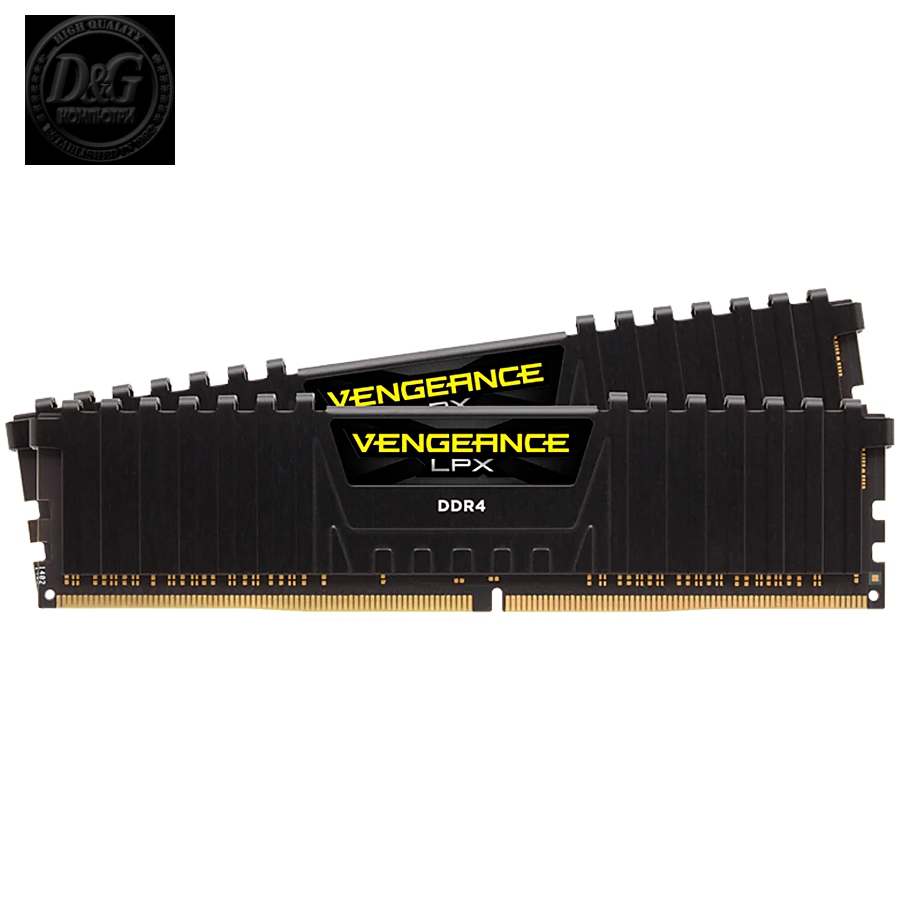 Corsair DDR4, 3200MHz 16GB 2x8GB Dimm, Unbuffered, 16-20-20-38, XMP 2.0, Vengeance LPX black Heatspreader, Black PCB, 1.35V