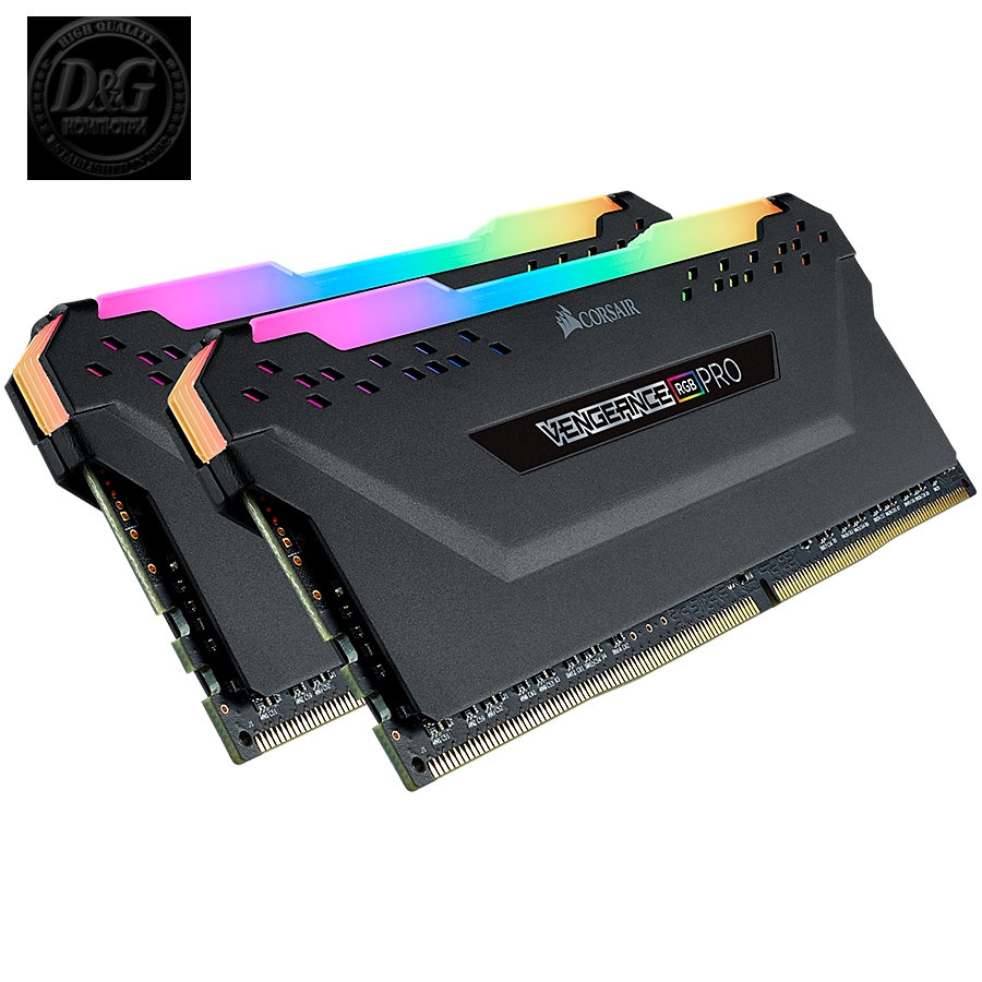 Corsair 16GB (2 x 8GB) DDR4 DRAM 3200MHz C16-18-18-36 Vengeance RGB PRO Memory Kit - Black