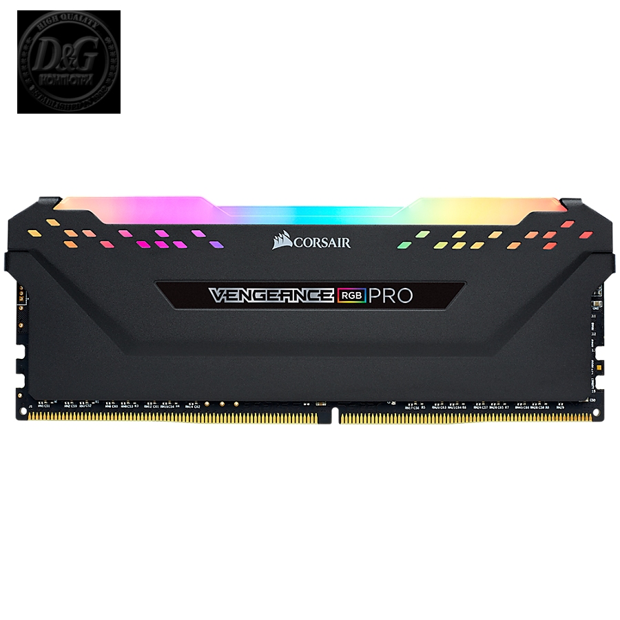 Corsair DDR4, 3600MHz 16GB 1x16GB DIMM, Unbuffered, 18-22-22-42, Base SPD@2666, XMP 2.0, VENGEANCE RGB PRO Heatspreader, RGB LED, 1.35V. for AMD