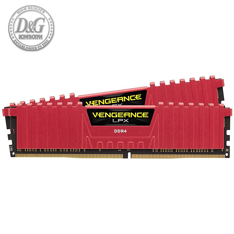 Corsair 16GB (2 x 8GB) DDR4 DRAM 3200MHz C16-18-18-36 Vengeance LPX Memory Kit - Red