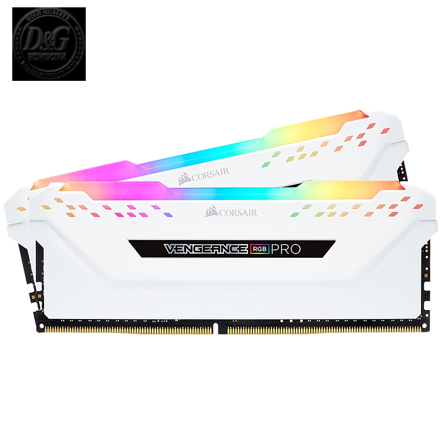 Corsair DDR4, 3600MHz 16GB 2x8GB DIMM, Unbuffered, 18-22-22-42, XMP 2.0, VENGEANCE RGB PRO White Heatspreader, RGB LED, 1.35V