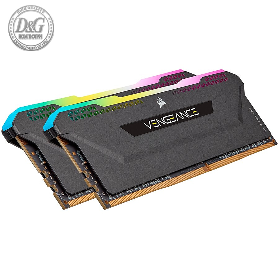 DDR4, 3600MHz 32GB 2x16GB DIMM, Unbuffered, 18-22-22-42, XMP 2.0, VENGEANCE RGB PRO SL Black Heatspreader, RGB LED, 1.35V, for AMD Ryzen & Intel