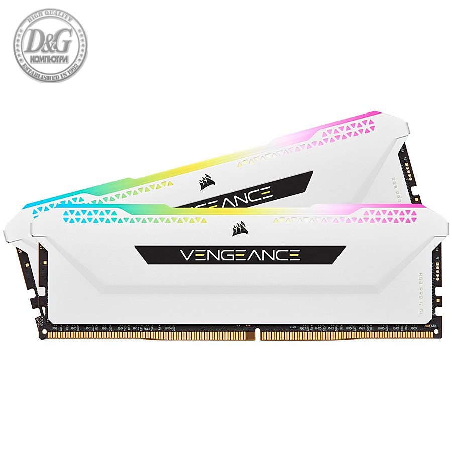 DDR4, 3600MHz 32GB 2x16GB DIMM, Unbuffered, 18-22-22-42, XMP 2.0, VENGEANCE RGB PRO SL White Heatspreader, RGB LED, 1.35V, for AMD Ryzen & Intel