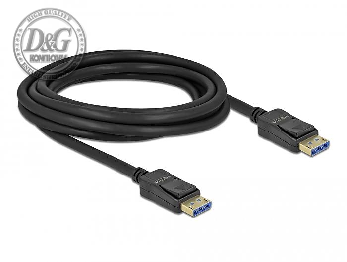 Кабел Delock DisplayPort 2.0 мъжко - DisplayPort мъжко, 3.0м, 10K, Черен