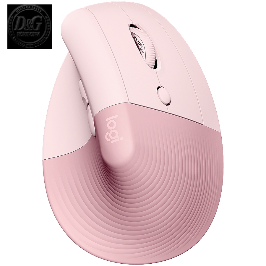 LOGITECH Lift Vertical Ergonomic Mouse - ROSE/DARK ROSE - 2.4GHZ/BT - EMEA - ON+OFFLINE,B2C