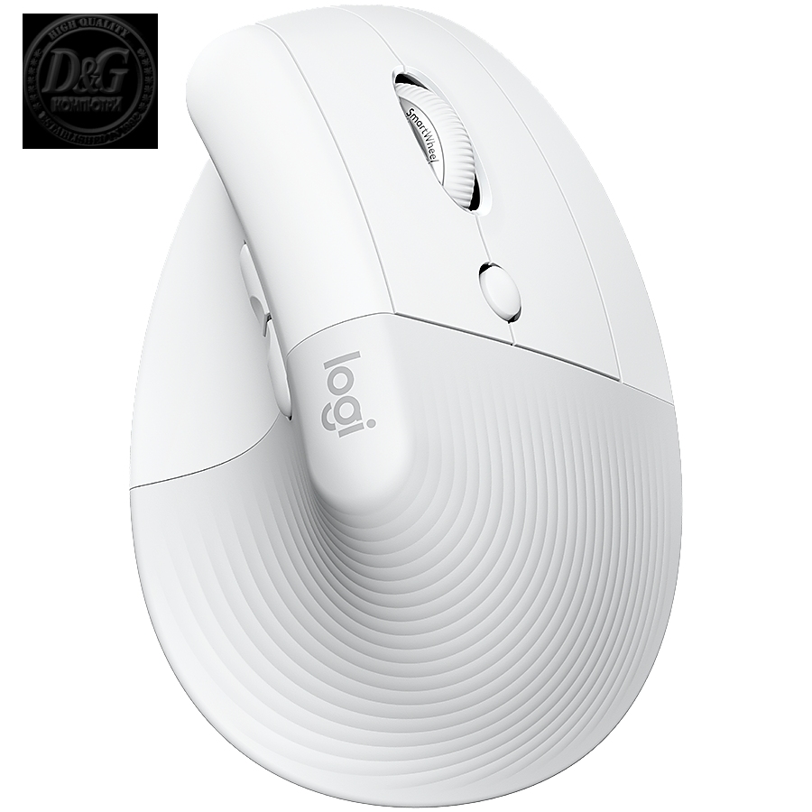 LOGITECH Lift Vertical Ergonomic Mouse - OFF-WHITE/PALE GREY - 2.4GHZ/BT - EMEA - ON+OFFLINE,B2C