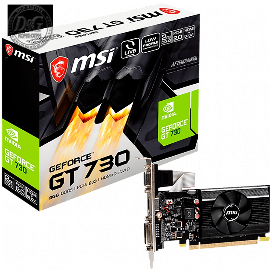 MSI Video Card Nvidia GeForce GT 730 2GB 64bit N730K-2GD3/LP