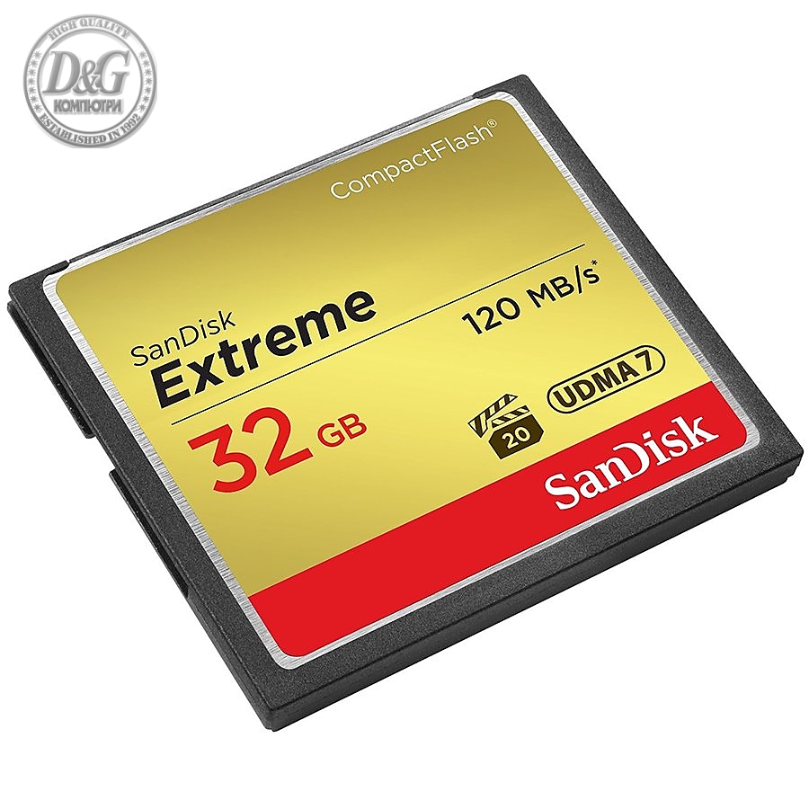 SanDisk Extreme CF 120MB/s, 85MB/s write, UDMA7, 32GB; EAN: 619659123680