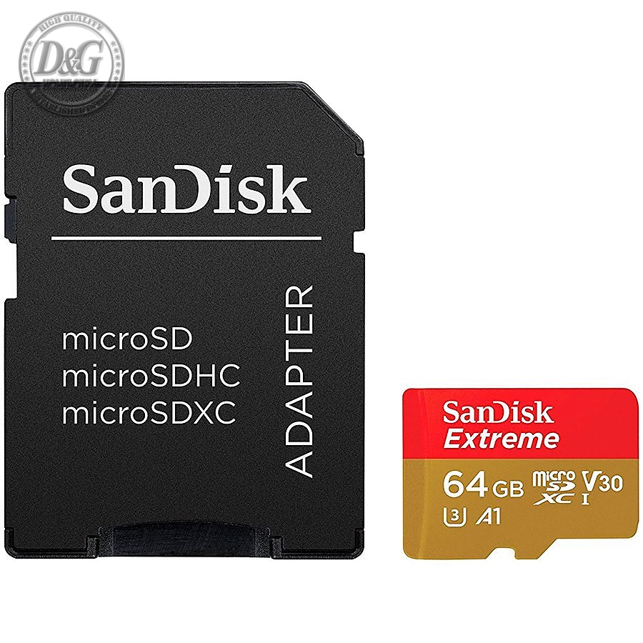 SanDisk Extreme microSDXC 64GB + SD Adapter + Rescue Pro Deluxe 160MB/s A2 C10 V30 UHS-I U3; EAN: 619659169770