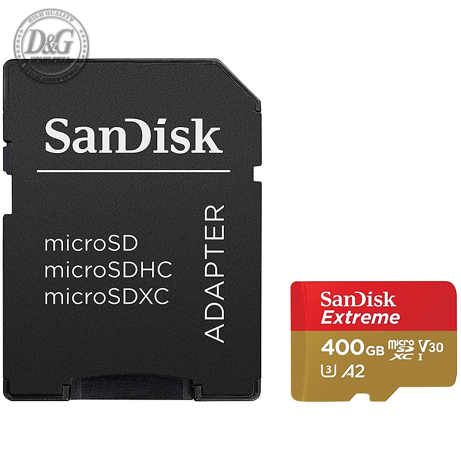 SanDisk Extreme microSDXC 400GB + SD Adapter + Rescue Pro Deluxe 160MB/s A2 C10 V30 UHS-I U6; EAN: 619659165697