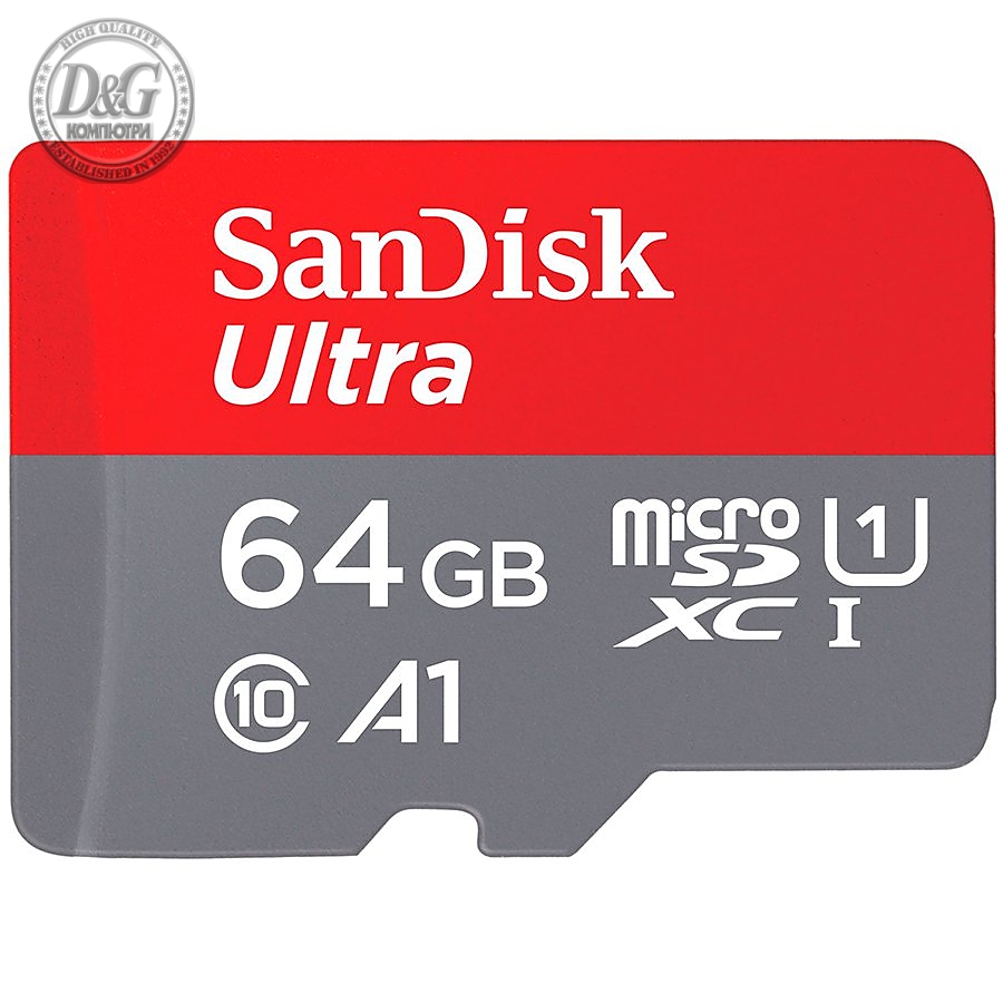 SanDisk Ultra Android microSDXC 64GB + SD Adapter + Memory Zone App 100MB/s A1 Class 10 UHS-I; EAN: 619659161507